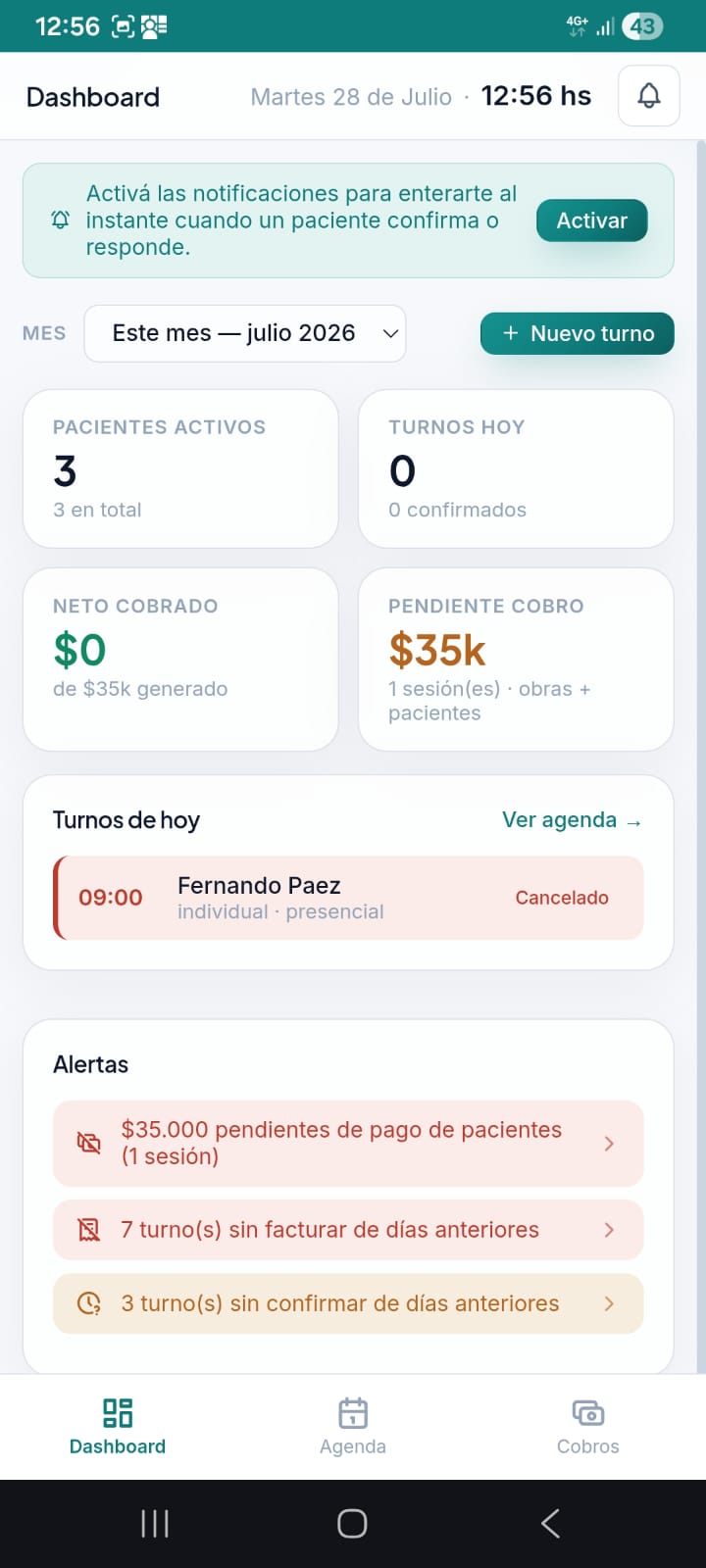 Dashboard en la PWA